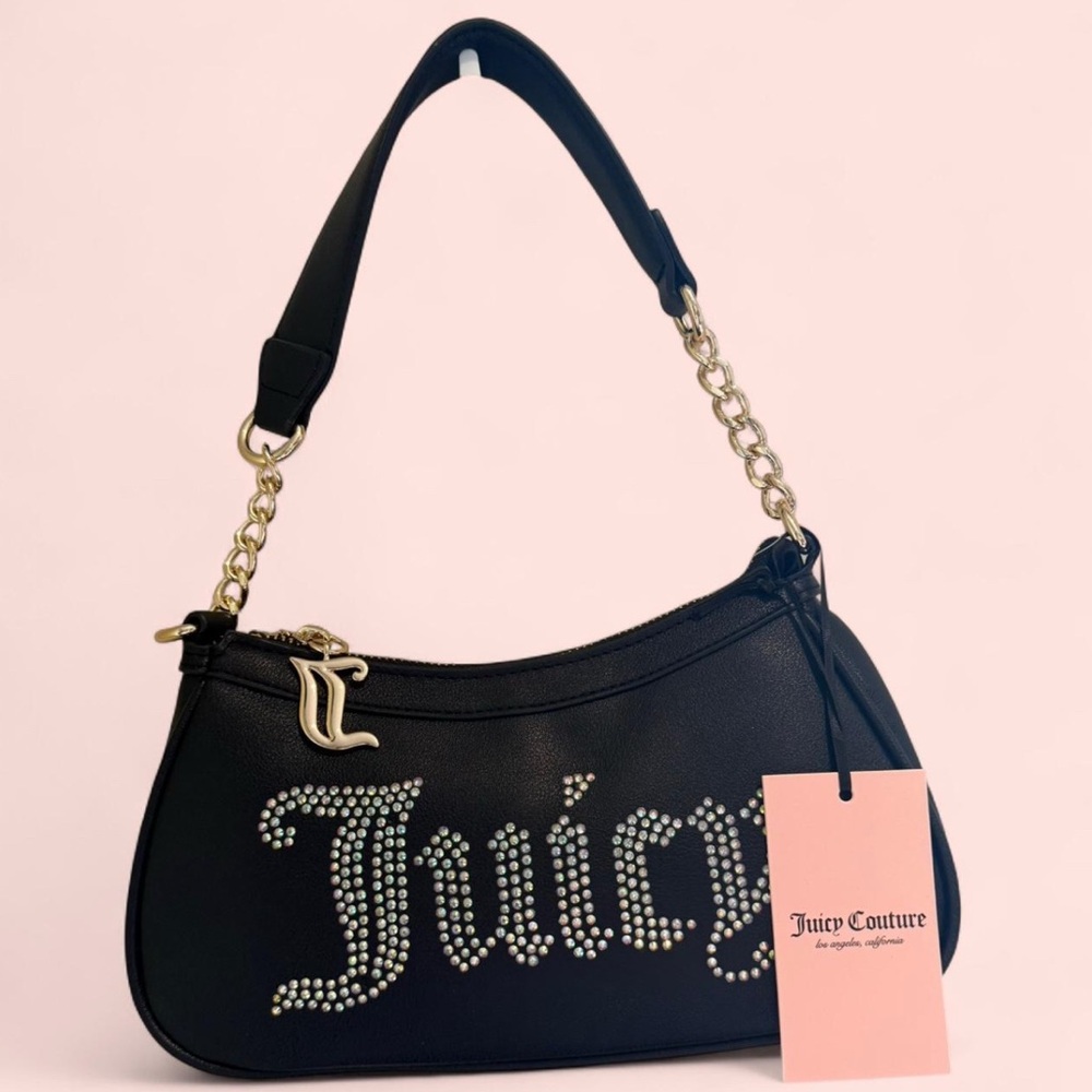 Juicy Couture Black Shoulder Bag with Gold Accents